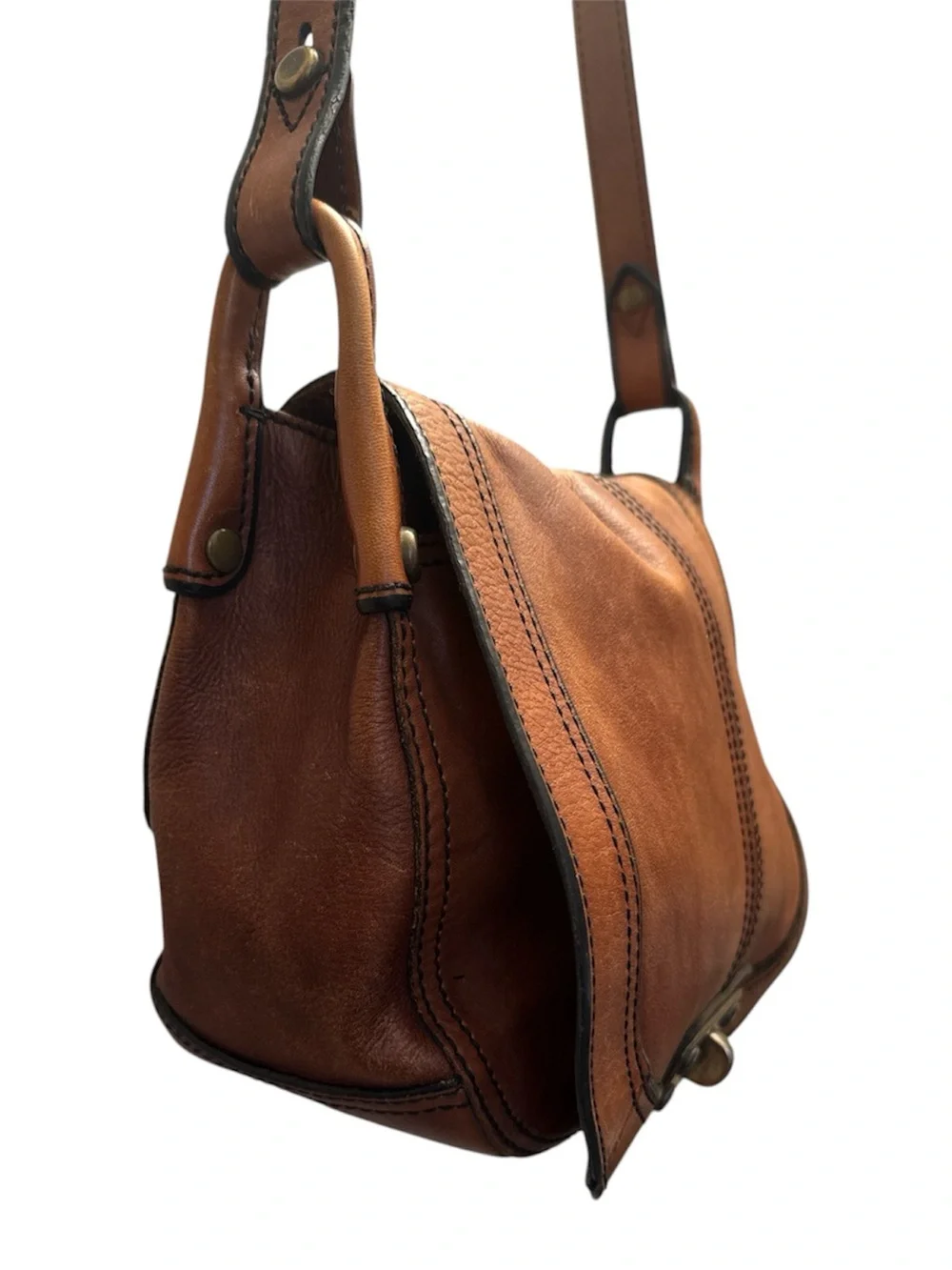 Fossil Cognac Leather Saddle Crossbody with Turn-Lock - Picture 4 of 10